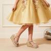 DREAM PAIRS Girls Wedge Sandals Flatform Open Toe Summer Platform Sandals Flower Wedding Party for Little Kid/Big Kid(All Gold)