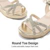 DREAM PAIRS Girls Wedge Sandals Flatform Open Toe Summer Platform Sandals Flower Wedding Party for Little Kid/Big Kid(All Gold)