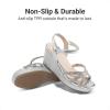 DREAM PAIRS Girls Wedge Sandals Flatform Open Toe Summer Platform Sandals Flower Wedding Party for Little Kid/Big Kid(All Silver)