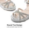 DREAM PAIRS Girls Wedge Sandals Flatform Open Toe Summer Platform Sandals Flower Wedding Party for Little Kid/Big Kid(All Silver)
