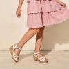 DREAM PAIRS Girls Wedge Sandals Flatform Open Toe Summer Platform Sandals Flower Wedding Party for Little Kid/Big Kid(All White)