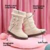 DREAM PAIRS Girl’s Winter Snow Boots Faux Fur Lined Mid Calf Shoes(Apricot)