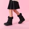 DREAM PAIRS Girl’s Winter Snow Boots Faux Fur Lined Mid Calf Shoes(Black)