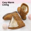 DREAM PAIRS Girl’s Winter Snow Boots Faux Fur Lined Mid Calf Shoes(Camel)