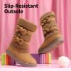 DREAM PAIRS Girl’s Winter Snow Boots Faux Fur Lined Mid Calf Shoes(Camel)
