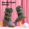 DREAM PAIRS Girl’s Winter Snow Boots Faux Fur Lined Mid Calf Shoes(Grey/Pu)