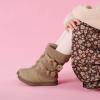 DREAM PAIRS Girl’s Winter Snow Boots Faux Fur Lined Mid Calf Shoes(Khaki)