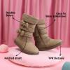 DREAM PAIRS Girl’s Winter Snow Boots Faux Fur Lined Mid Calf Shoes(Khaki)