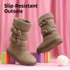 DREAM PAIRS Girl’s Winter Snow Boots Faux Fur Lined Mid Calf Shoes(Khaki)