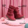 DREAM PAIRS Girl’s Winter Snow Boots Faux Fur Lined Mid Calf Shoes(Red)
