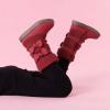 DREAM PAIRS Girl’s Winter Snow Boots Faux Fur Lined Mid Calf Shoes(Red)