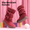 DREAM PAIRS Girl’s Winter Snow Boots Faux Fur Lined Mid Calf Shoes(Red)