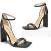 DREAM PAIRS High Heels Chunky Block Square Toe Heels for Women Dressy Open Toe Heel Sandals,Size 8.5,Black-Pu,SDHS2207W