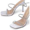 DREAM PAIRS High Heels Stilettos for Women – Strappy Gladiator Sexy Square Toe Open Toe Dressy Pumps Sandals(Silver)