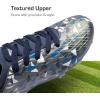 DREAM PAIRS Kids High-Speed Soccer Cleats with TPU Anti-Twist Plate Firm Ground Outdoor Athletic Sport Football Shoes(Dark Grey/Navy)