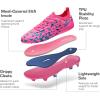 DREAM PAIRS Kids High-Speed Soccer Cleats with TPU Anti-Twist Plate Firm Ground Outdoor Athletic Sport Football Shoes(Hot Pink/Blue)