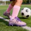 DREAM PAIRS Kids Multi Ground Soccer Cleats with High-Speed Anti-Twist TPU Plate Athletic Football Shoes for Little/Big Kids(Pink/Purple)