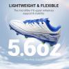 DREAM PAIRS Kids Multi Ground Soccer Cleats with High-Speed Anti-Twist TPU Plate Athletic Football Shoes for Little/Big Kids(White/Blue)