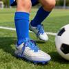 DREAM PAIRS Kids Multi Ground Soccer Cleats with High-Speed Anti-Twist TPU Plate Athletic Football Shoes for Little/Big Kids(White/Blue)