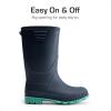 DREAM PAIRS Kids Rain Boots Easy-On Lightweight Non-Slip Outsole for Boys & Girls Outdoor Rainy Day Play(Navy/Green)