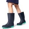 DREAM PAIRS Kids Rain Boots Easy-On Lightweight Non-Slip Outsole for Boys & Girls Outdoor Rainy Day Play(Navy/Green)