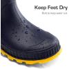 DREAM PAIRS Kids Rain Boots Easy-On Lightweight Non-Slip Outsole for Boys & Girls Outdoor Rainy Day Play(Navy/Yellow)