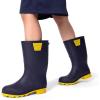 DREAM PAIRS Kids Rain Boots Easy-On Lightweight Non-Slip Outsole for Boys & Girls Outdoor Rainy Day Play(Navy/Yellow)