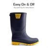 DREAM PAIRS Kids Rain Boots Easy-On Lightweight Non-Slip Outsole for Boys & Girls Outdoor Rainy Day Play(Navy/Yellow)