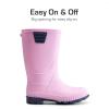 DREAM PAIRS Kids Rain Boots Easy-On Lightweight Non-Slip Outsole for Boys & Girls Outdoor Rainy Day Play(Pink)