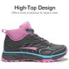 DREAM PAIRS Kids Shoes Hiking Boots Boys Girls High-Top Shoes Outdoors DuraPlay Lace-Up Lightweight Hiking Sneakers(Gray/Pink/Light Blue)
