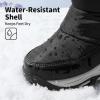 DREAM PAIRS Kids’ Waterproof Snow Boots with Hook and Loop Mid Calf Faux Fur Lining Winter Boots(Black)