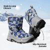 DREAM PAIRS Kids’ Waterproof Snow Boots with Hook and Loop Mid Calf Faux Fur Lining Winter Boots(Camouflage/Blue)