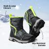 DREAM PAIRS Kids’ Waterproof Snow Boots with Hook and Loop Mid Calf Faux Fur Lining Winter Boots(Camouflage/Gray)