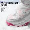 DREAM PAIRS Kids’ Waterproof Snow Boots with Hook and Loop Mid Calf Faux Fur Lining Winter Boots(Gray/White/Red)