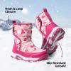 DREAM PAIRS Kids’ Waterproof Snow Boots with Hook and Loop Mid Calf Faux Fur Lining Winter Boots(Rose Red)