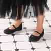 DREAM PAIRS Toddler Girls Dress Shoes Mary Jane Ballet Flats, Flower Girl Shoes with Rhinestone, Slip-on Toddler Mary Jane Flats(Black/Glitter)