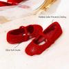 DREAM PAIRS Toddler Girls Dress Shoes Mary Jane Ballet Flats, Flower Girl Shoes with Rhinestone, Slip-on Toddler Mary Jane Flats(Red/Suede)