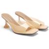 DREAM PAIRS Women’s Clear Heeled Sandals Square Toe Transparent Stiletto Mules Slip on Wedding Dress Shoes(All Nude-clear)