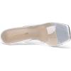 DREAM PAIRS Women’s Clear Heeled Sandals Square Toe Transparent Stiletto Mules Slip on Wedding Dress Shoes(Clear)