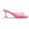 DREAM PAIRS Women’s Clear Heeled Sandals Square Toe Transparent Stiletto Mules Slip on Wedding Dress Shoes(Neon Pink/Clear)