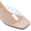 DREAM PAIRS Women’s Clear Heeled Sandals Square Toe Transparent Stiletto Mules Slip on Wedding Dress Shoes(Nude/Clear)