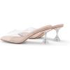 DREAM PAIRS Women’s Clear Heeled Sandals Square Toe Transparent Stiletto Mules Slip on Wedding Dress Shoes(Pink/Clear)