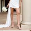 DREAM PAIRS Women’s Clear Heeled Sandals Square Toe Transparent Stiletto Mules Slip on Wedding Dress Shoes(White/Clear)