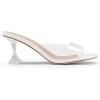 DREAM PAIRS Women’s Clear Heeled Sandals Square Toe Transparent Stiletto Mules Slip on Wedding Dress Shoes(White/Clear)
