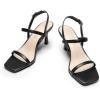 DREAM PAIRS Womens Slingback Heels Square Open Toe Strappy Sandals Ankle Strap High Heeled Dressy Shoes(Black)