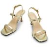 DREAM PAIRS Womens Slingback Heels Square Open Toe Strappy Sandals Ankle Strap High Heeled Dressy Shoes(Gold)