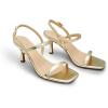 DREAM PAIRS Womens Slingback Heels Square Open Toe Strappy Sandals Ankle Strap High Heeled Dressy Shoes(Gold)