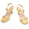 DREAM PAIRS Womens Slingback Heels Square Open Toe Strappy Sandals Ankle Strap High Heeled Dressy Shoes(Gold-pu)