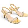 DREAM PAIRS Womens Slingback Heels Square Open Toe Strappy Sandals Ankle Strap High Heeled Dressy Shoes(Gold-rhinestone)