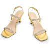 DREAM PAIRS Womens Slingback Heels Square Open Toe Strappy Sandals Ankle Strap High Heeled Dressy Shoes(Gold-rhinestone)